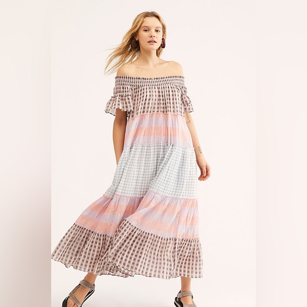 Free people something real plaid midi dress